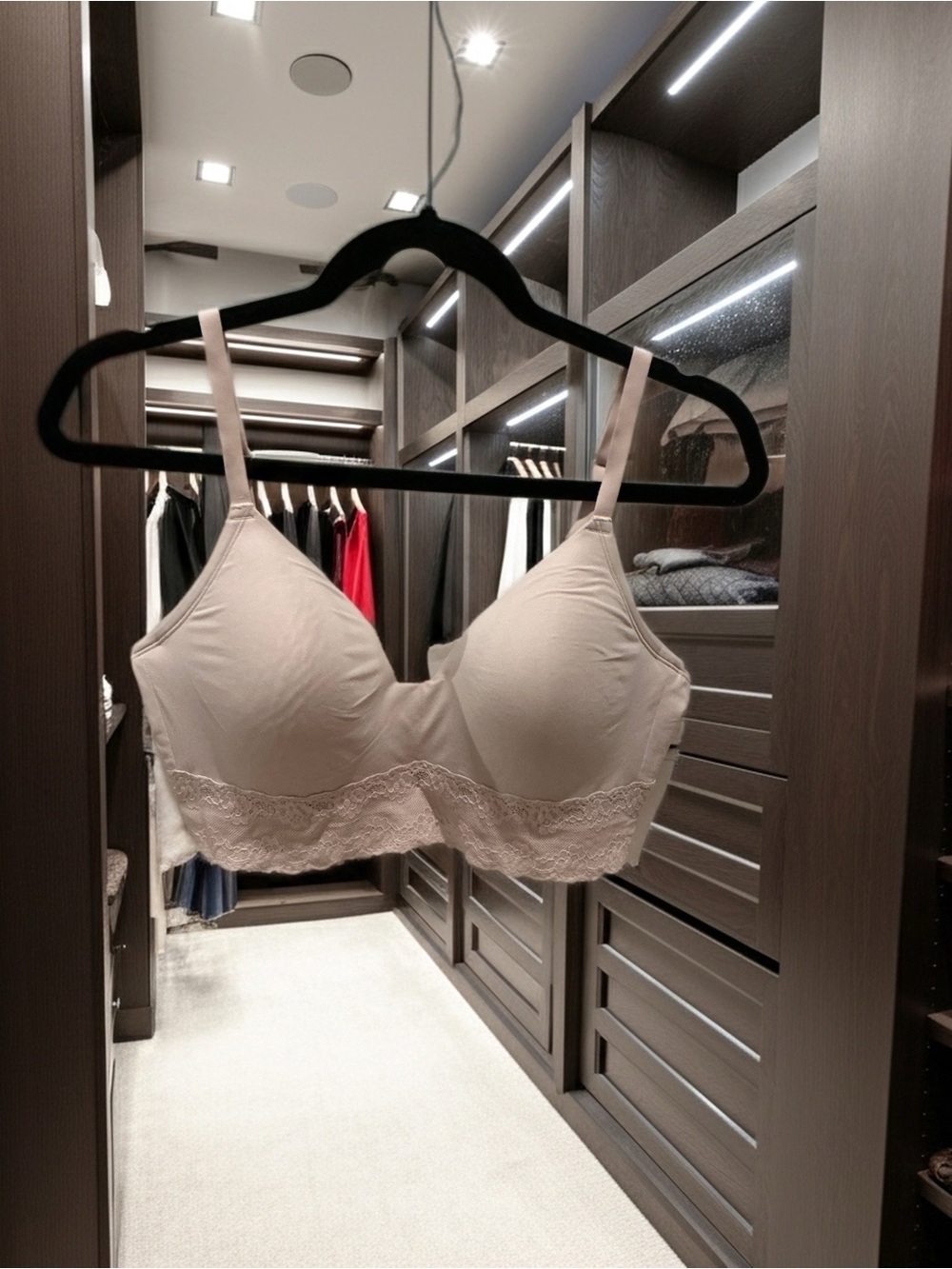Natori Soft Cup Lace Trim Bra 34DD Blush Nude NWOT